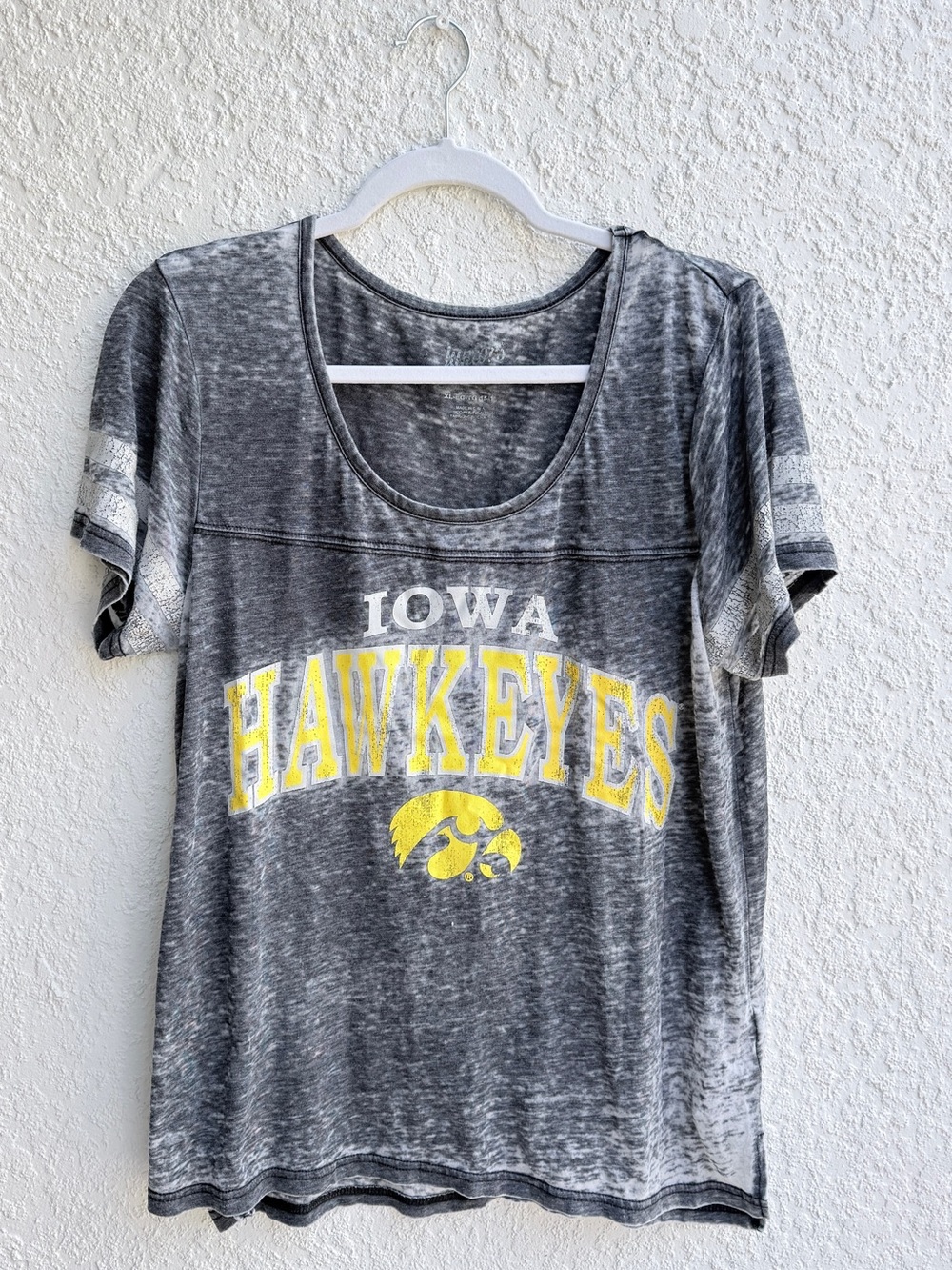 Iowa Hawkeyes Ladies Gray and Yellow Tee